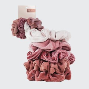 kitsch Blush & Mauve Velvet Scrunchies 5pc Set