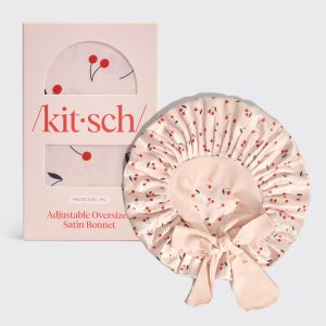 kitsch Cherry Print Oversized Satin Bonnet
